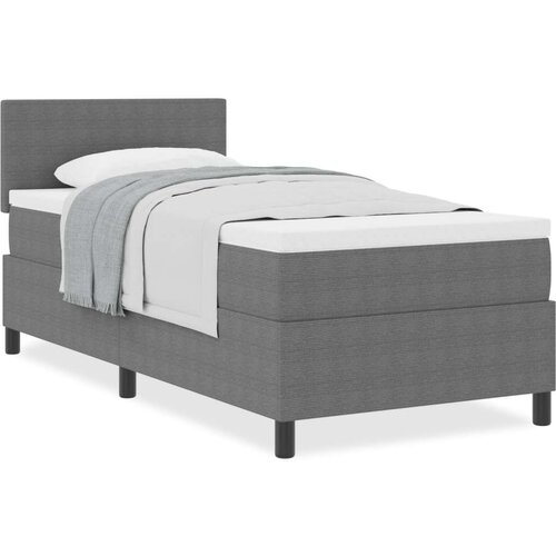 Box Spring Krevet s Madracem Svijetlo Sivi 100x200 cm Kordurojsko Platno Slike