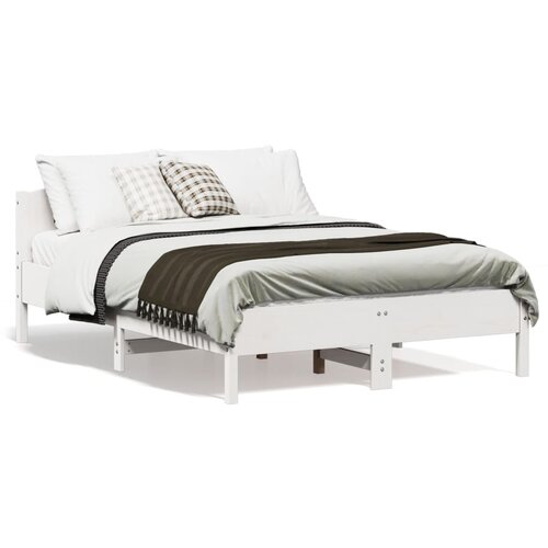 VidaXL Okvir za krevet s uzglavljem bijeli 135 x 190 cm od borovine Slike