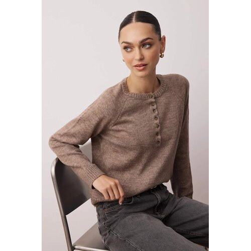 TRENDYOLMILLA ženski duks Twoaw25Kz00103, taupe-bež Cene