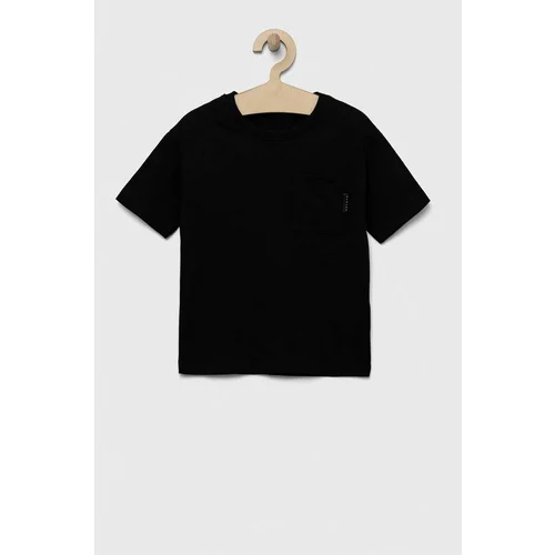 Sisley Otroška bombažna kratka majica črna barva