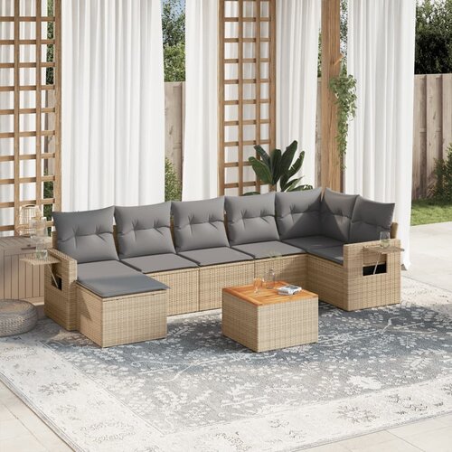 vidaXL 8-dijelni set vrtnih sofa od poliratana s jastucima bež Cijene