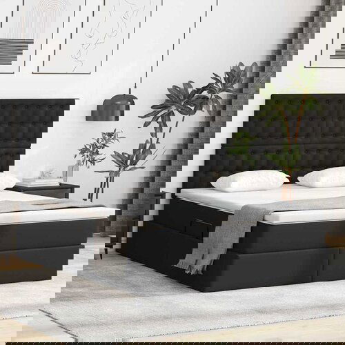 VidaXL Krevet S LED lampica s uzglavljem Crna 140 x 190 cm PVC Slike