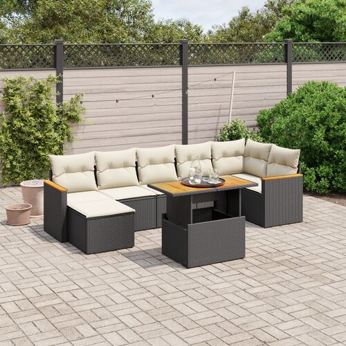 vidaXL 8-dijelni set vrtnih sofa od poliratana s jastucima crni Cijene