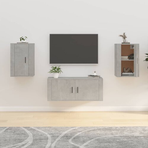 VidaXL Stenska TV omarica 2 kosa betonsko siva 40x34,5x60 cm Slike