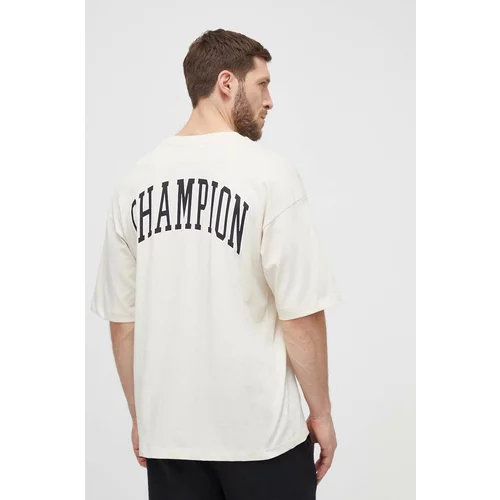 Champion Bombažna kratka majica moška, bež barva, 219855