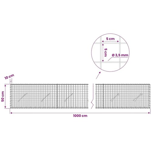  Gabion s žicom debljine 3 5 mm i mrežom 5x5 cm 1000x10x50 cm - 10 cm 50 cm 1000 cm Slike