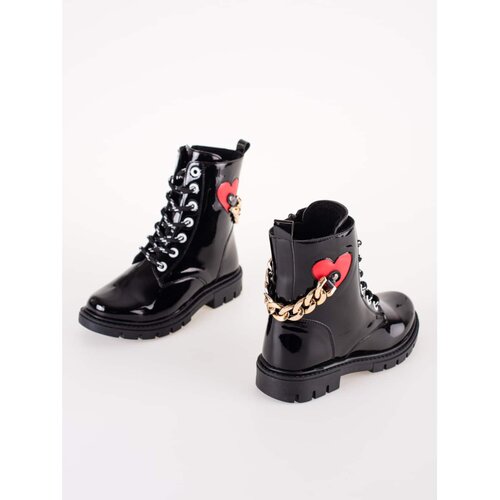 SHELOVET Girl's ankle boots black made of patent leather Slike