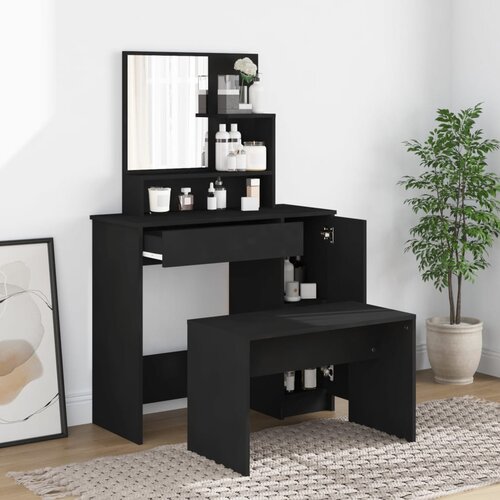 VidaXL Set toaletnog stolića crni 86 5 x 35 x 136 cm Slike