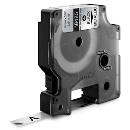 Dymo Trak Rhino Polyester 18485, 9 mm / 5.5 m (črn/metal - poliester), original Slike