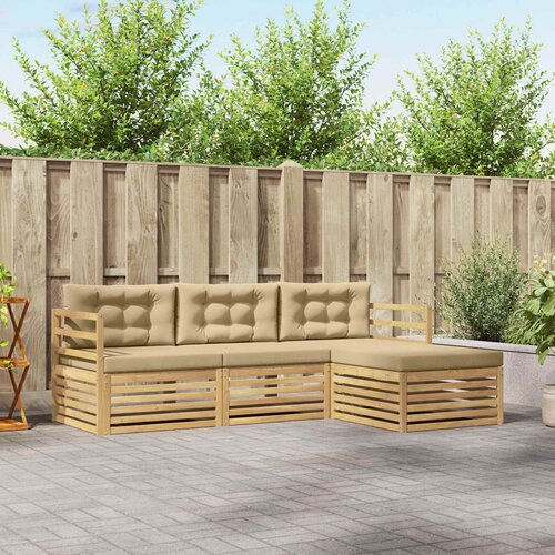  Set vanjskih sofa 4 kom. Bijela i bež Poliester Slike