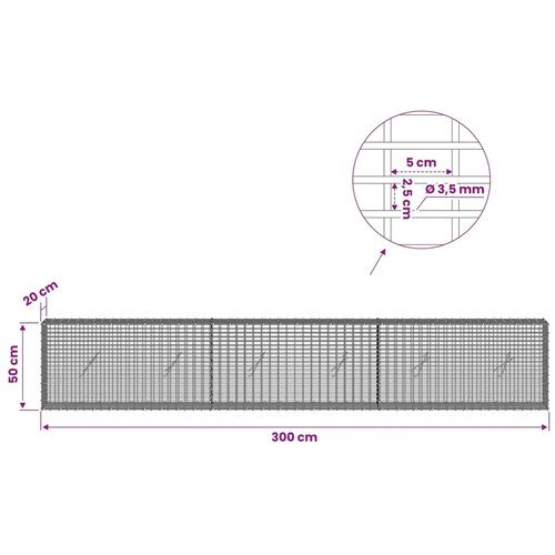  Gabion s žicom debljine 3 5 mm i mrežom 5x2 5 cm 300x20x50 cm - 20 cm 50 cm 300 cm Slike