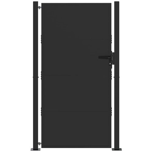 vidaXL Vrtna vrata Črna 110 x 205 cm Pra&scaron;no lakirano jeklo, (5000249673) Cene