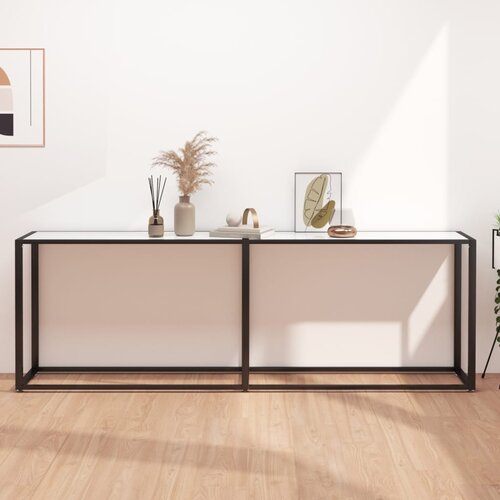 The Living Store konzolna mizica beli marmor 220x35x75,5 cm kaljeno steklo - konzolna mizica, (21837683) Slike