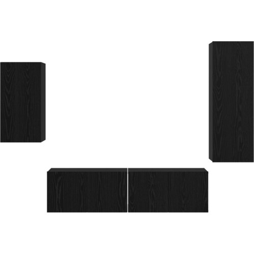 VidaXL Set TV kabineta s policom s pohranom s vratima 4 pcs Crni hrast 30.5 x 30 x 90 cm Slike