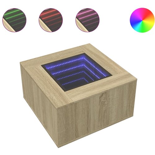 Maison Chic Klubska mizica - kavna mizica - Nizka mizica LED sonoma hrast 60x60x40 cm inženirski les, (21755046) Cene