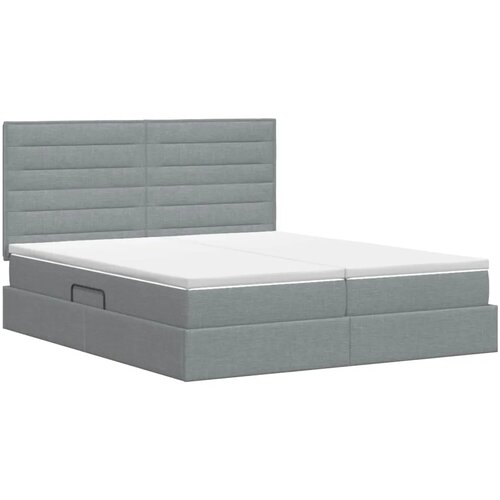  Krevet s od storage s pohranom Svjetlosiva 180 x 200 cm Tkanina - Svjetlosiva 180 x 200 cm Dizajn linija Slike