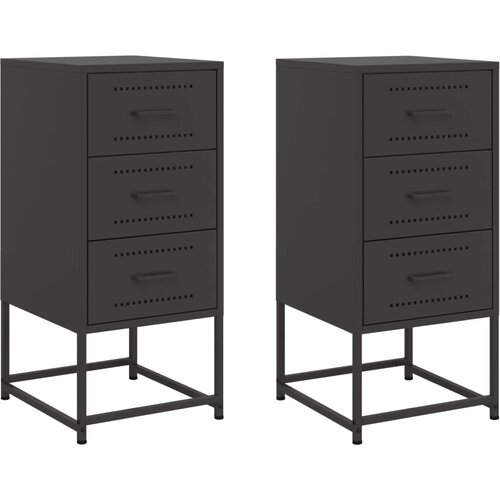 Maison Chic Dvo delni komplet Nočne omarice - Nočne mize črna 36x39x78 cm jeklo, (21687727) Slike