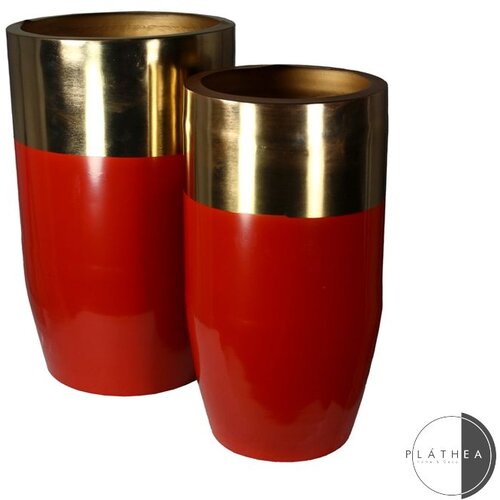  Set 2 metalne obloge za saksije zlatno/bordo 132163 Cene