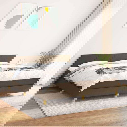  Box spring postelja z vzmetnico temno rjava 160x200 cm blago, (20896086) Cene