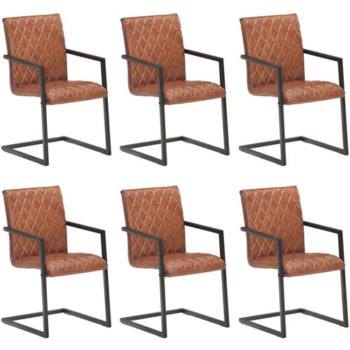 vidaXL Nihajni jedilni stoli 6 kosov rjavo pravo usnje, (20851226) Cene