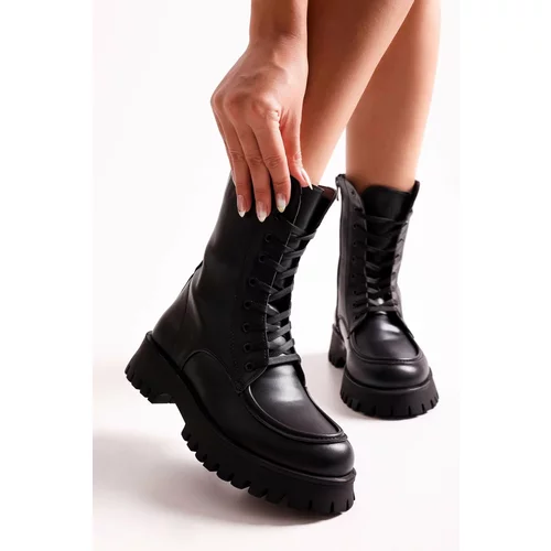 Shoeberry Women's Colette Black Boots Black Skin