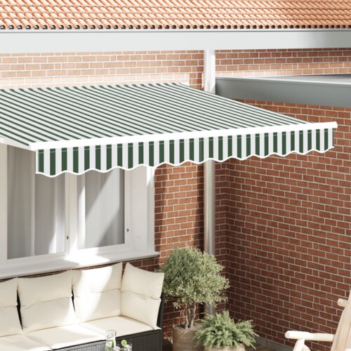 Nadstrešnica Zaslon tende Zelena in Bela 330 x 20 cm Platno, (5000241362) Cene