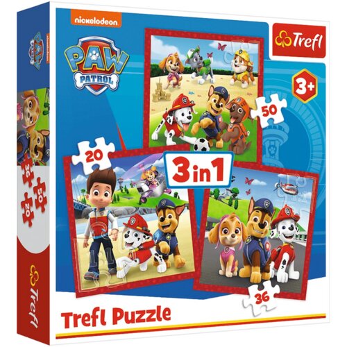 Puzzle 3u1 Sretni psići Paw Patrol Trefl 34867 Cijene