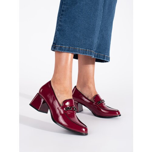 Shelvt Burgundy patent women's heeled shoes Cene