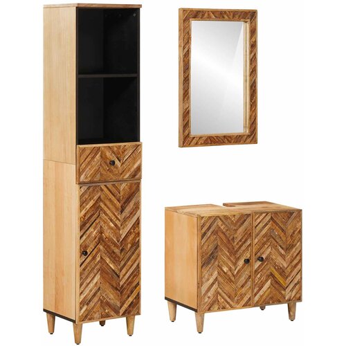  Set ormarića za kupaonicu s ladicama 3 pcs Čvrsto drvo manga Cene