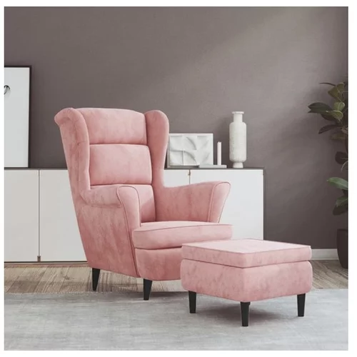  Fotelj s stolčkom roza žamet