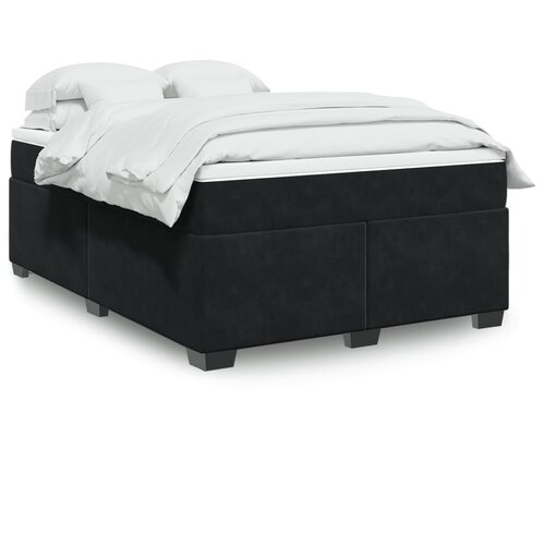 The Living Store Box spring posteljni z vzmetnico črn 140x190 cm žamet - Box Spring Postelja, (21492202) Slike