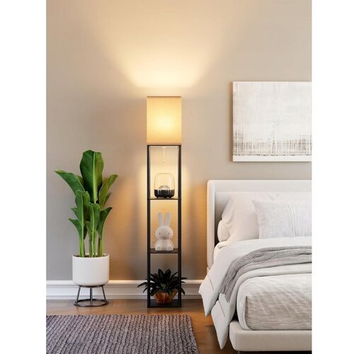  podna lampa sa policama 1xE27/40W/230V crna/bela Slike