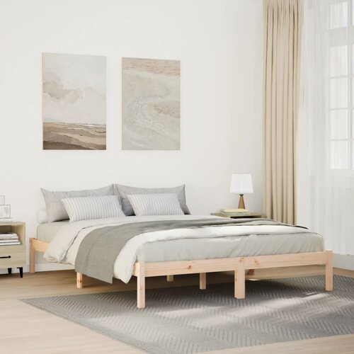 vidaXL Dalj&scaron;i posteljni okvir brez vzmetnice 140x210 cm trdna borovina Cene