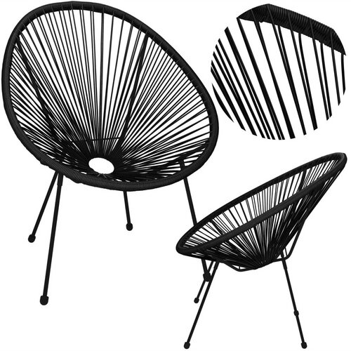 Springos vrtna stolica od ratana,crna 72 x 82 x 85 cm Slike