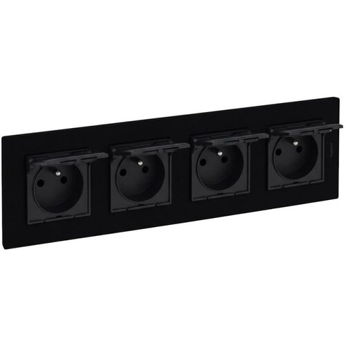  Legrand- Četvorostruka spoljna utičnica 250V/16A IP44 NILOE STEP crna Slike