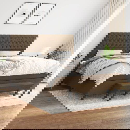  The Living Store Box spring postelja z vzmetnico temno rjava 180x200 cm blago - Box Spring Postelja, (21501370) Cene
