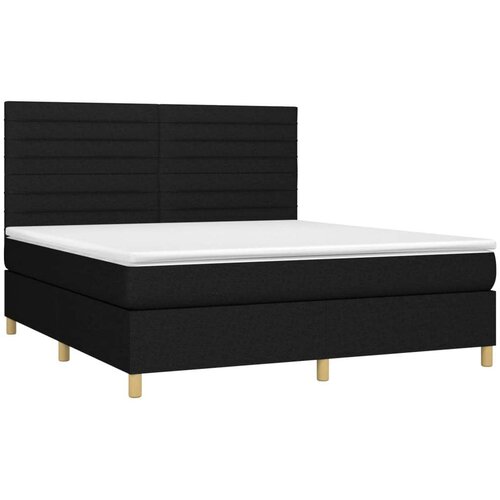 vidaXL Krevet box spring s madracem LED crni 180x200 cm od tkanine Cijene