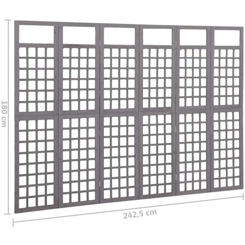 VidaXL Pregrada/re&amp;scaron;etka sa 6 panela od jelovine siva 242,5 x 180 cm Slike