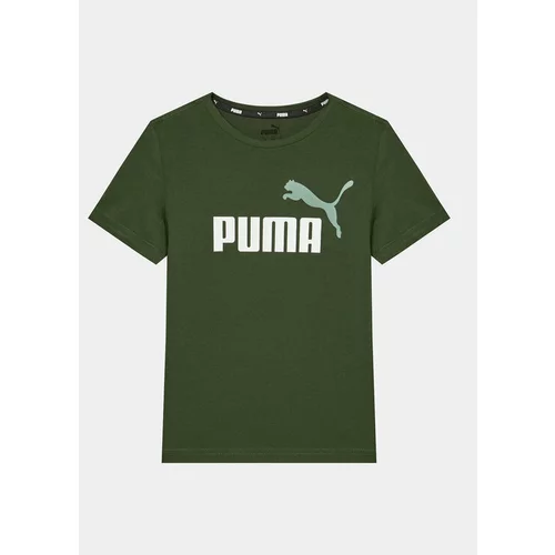 Puma Majica Ess+ 2 Col Logo 586985 Zelena Regular Fit