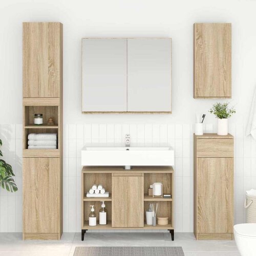 vidaXL Omarica za umivalnik s polico Sonoma hrast 80 x 33 x 60 cm Cene