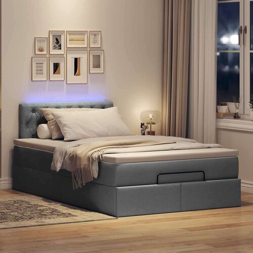 vidaXL Otomanska postelja z vzmetnico siv 120x190 cm blago Cene