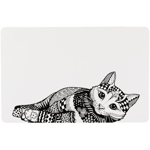 Trixie crno-beli podmetač za činije za mačke sa mačjim motivom, 44 × 28 cm Cene