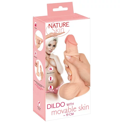 Naravna koža Nature Skin - Dildo s kožo - 19 cm (naravni)