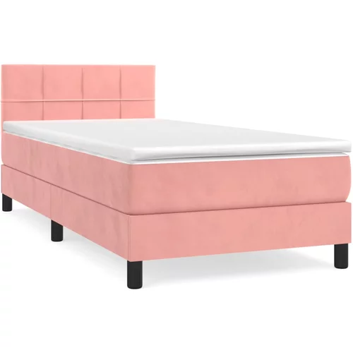 vidaXL Box spring postelja z vzmetnico roza 80x200 cm žamet, (20893234)
