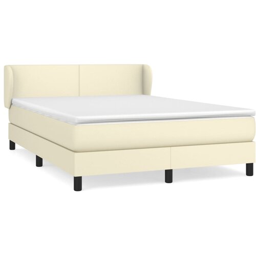 vidaXL Box spring postelja z vzmetnico krem 140x190 cm umetno usnje, (20896389) Cene