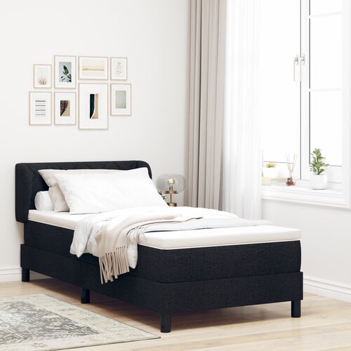 VidaXL Krevet s uzglavljem i madracem Crna 90x190 cm Tkanina Slike