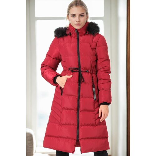Dewberry Z6758 WOMEN'S COAT-PLAIN BURGUNDY Cene