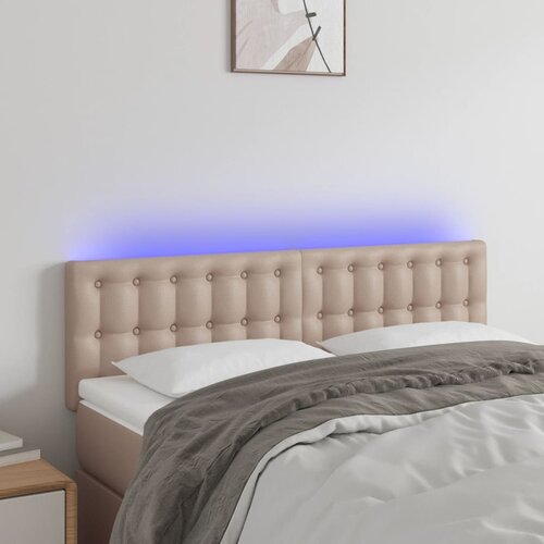  LED uzglavlje boja cappuccina 144 x 5 x 78/88cm od umjetne kože Cene