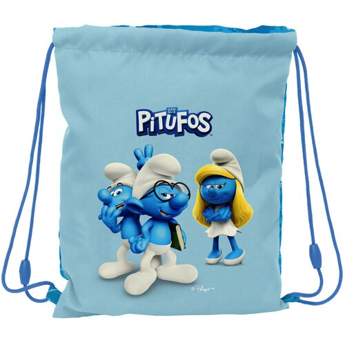  Torba-ruksak s Trakama Los Pitufos Plava Nebesko plava 26 x 34 x 1 cm Slike