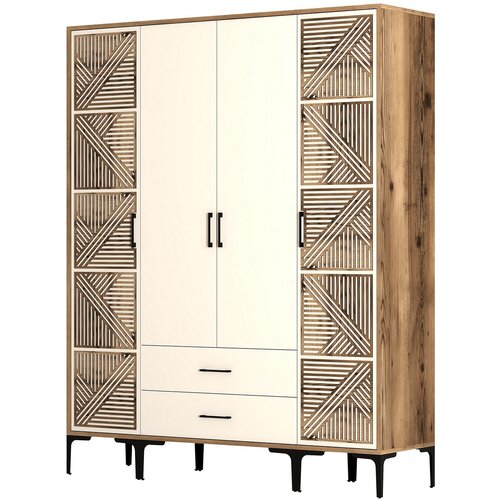 Hanah home Kumsal PTP Walnut Garderober, Krem Slike